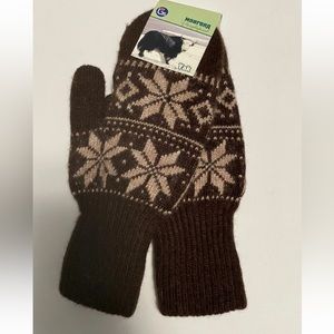 Yak wool blend mittens brown made in Mongolia